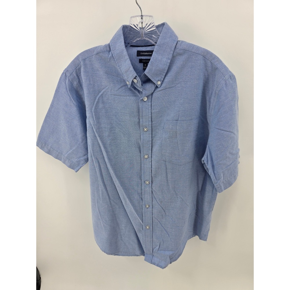 Croft & Barrow Mens Blue Easy Care Short Sleeve Button Down Shirt Size M